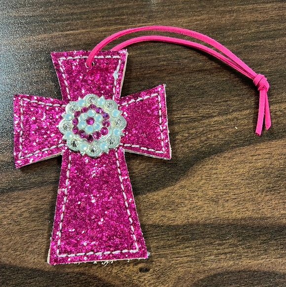 Pink Glitter Saddle Cross