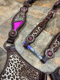 Metallic Pink Cheetah Longhorn Tack set