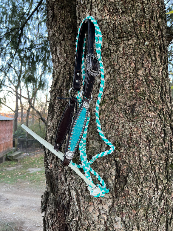 Turquoise Floral with White/Turquoise Muletape