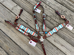 Turquoise Serape Headstall