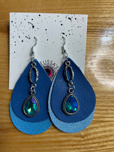 Blue Leather Earrings