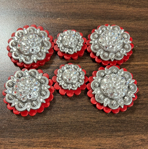 Red leather conchos