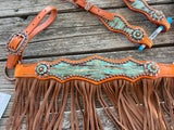 Turquoise Wildwood Tack set with Fringe