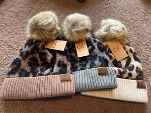 Leopard Pom Beanie