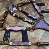 Pink & Purple Sparkly Longhorn Tack set