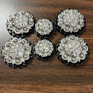 Black leather conchos