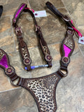 Metallic Pink Cheetah Longhorn Tack set