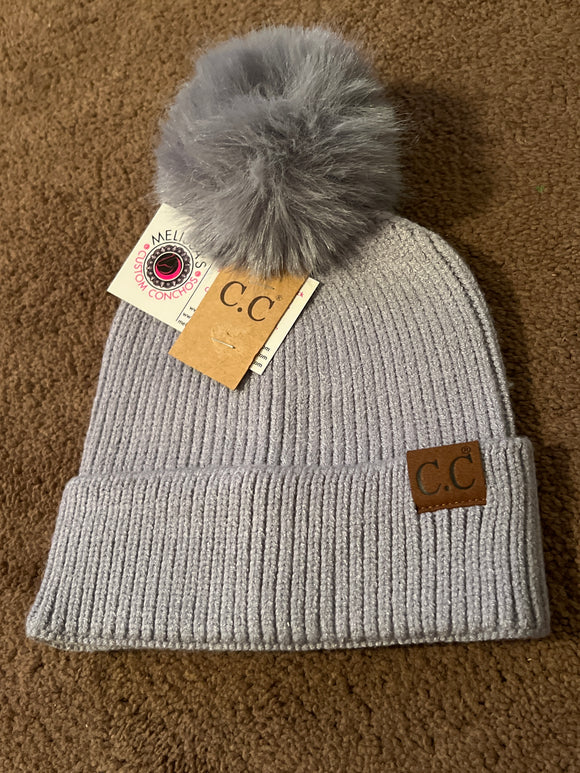 Light Grey Pom Beanie