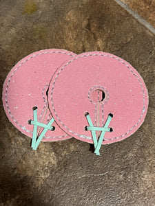 Pink/Green Sparkly Leather Bit Guards