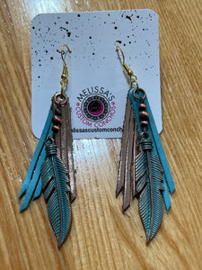 Feather Leather charm Earrings