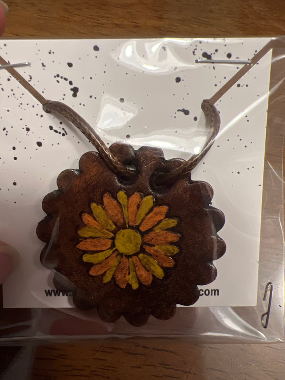 Flower Leather concho Necklace