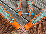 Turquoise Wildwood Tack set with Fringe