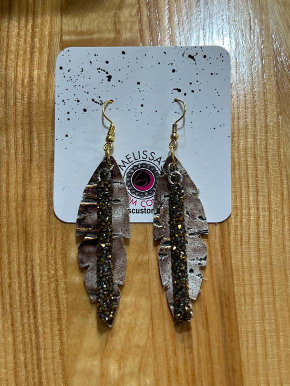 Feather Leather charm Earrings