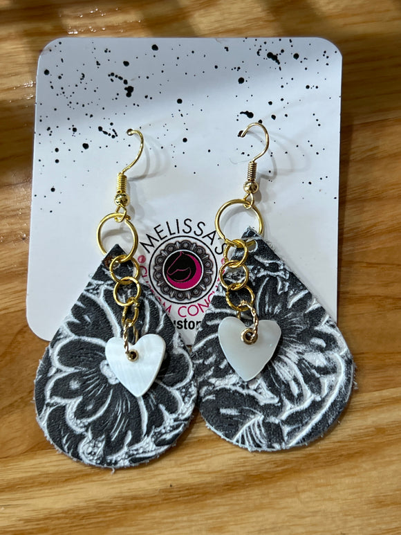 Heart Leather charm Earrings