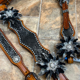 Black/Gray Python Tack set with Flowers