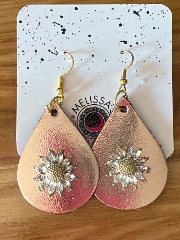 Sunflower Leather charm Earrings