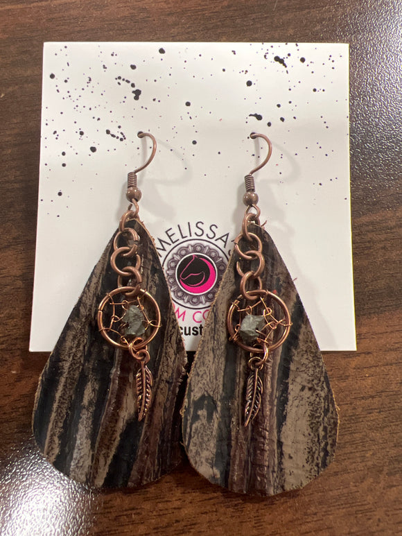 Dream Catcher & feather Leather Earrings