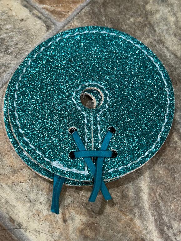 Turquoise Sparkly Leather Bit Guards