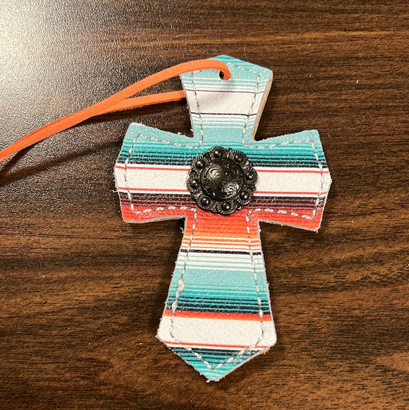 Turquoise Serape Saddle Cross