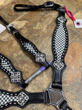 Black Checkered with White Buchstitch Tack Set