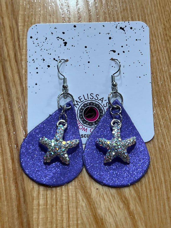 Star Leather charm Earrings