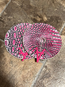 Pink Gator Leather Bit Guards