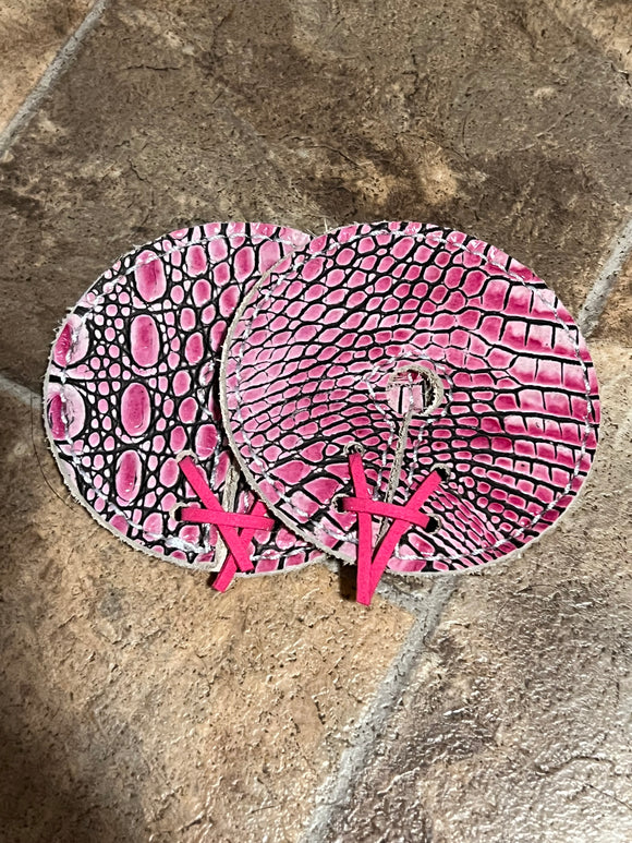 Pink Gator Leather Bit Guards