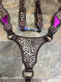 Metallic Pink Cheetah Longhorn Tack set