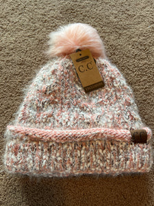 Popcorn Knit Fur Pom CC Beanie