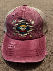 Berry Aztec Criss Cross High Pony Baseball Hat