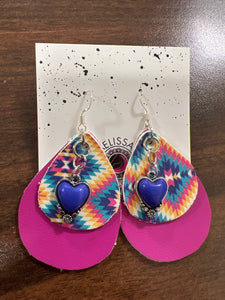 Aztec Heart Leather Earrings