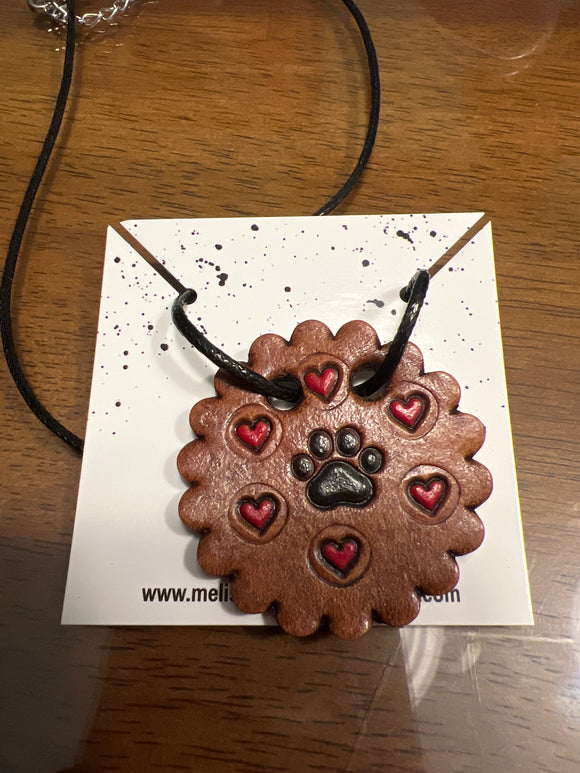 Paw Print Leather concho Necklace