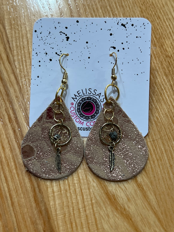 Dream Catcher Leather charm Earrings