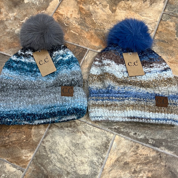 Space Dye Fur Pom Beanie