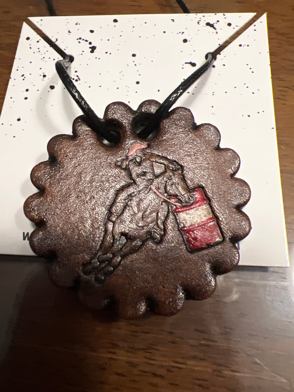 Barrel Racer Leather concho Necklace