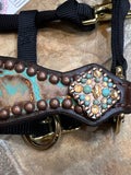 Turquoise/Brown Mini Bronc Halter