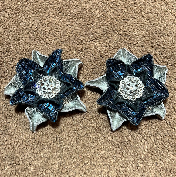 Blue, Silver, and Black Flowers