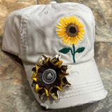 Sunflower Baseball Hat with flower