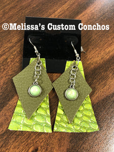 Green Leather Earrings