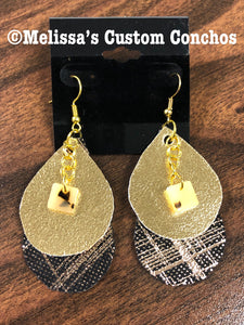 Black/Gold Leather Earrings