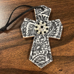 White/Black Floral Saddle Cross