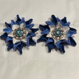 Blue/White Leather Flowers