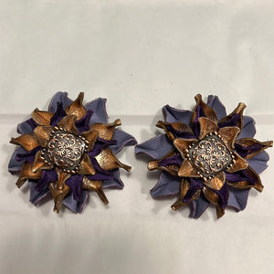 Purple/Gold Leather Flowers