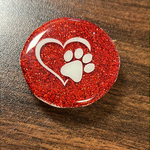 Red Heart & Paw Print Pop Socket