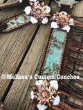 Turquoise and Gold Metallic Wildwood Headstall