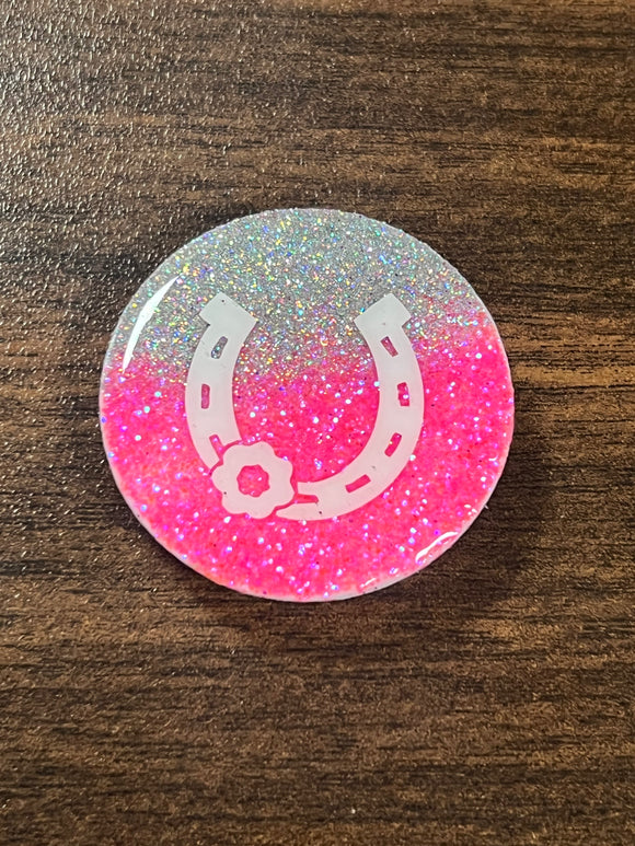 Pink/Silver Horseshoe Pop Socket