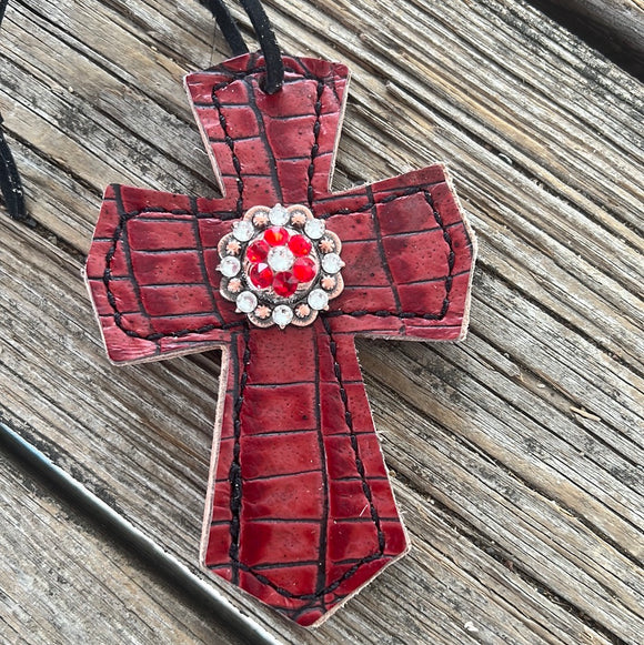 Red Alligator Saddle Cross