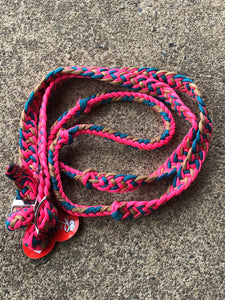 Pink/Turquoise/Brown Barrel Reins