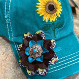 Sunflower Baseball Hat with flower