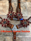 Cheetah Tack Set with Red/Gold Flowers